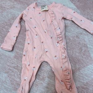 First Impressions Pink Ruffle Footies One Piece